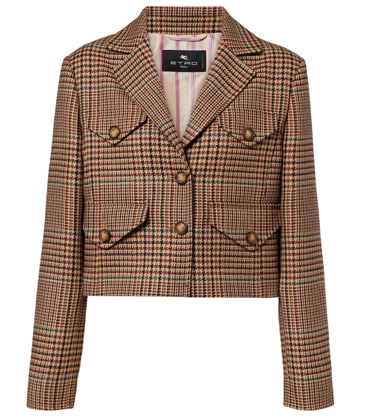 Photo: Etro Houndstooth cropped wool blazer