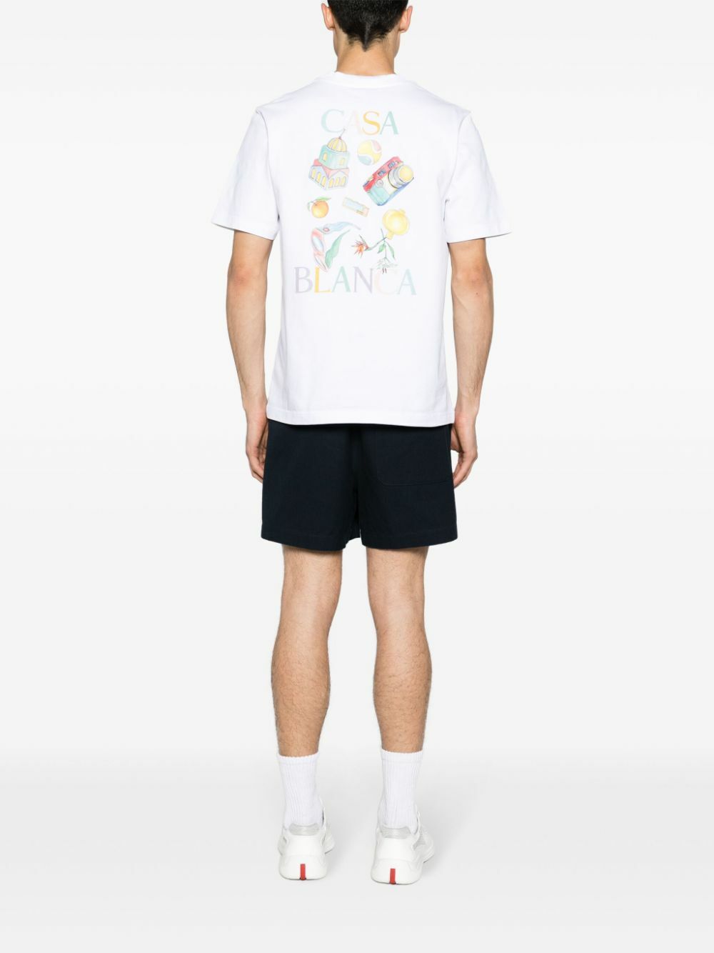 Casablanca White Logo Print Organic Cotton T-Shirt