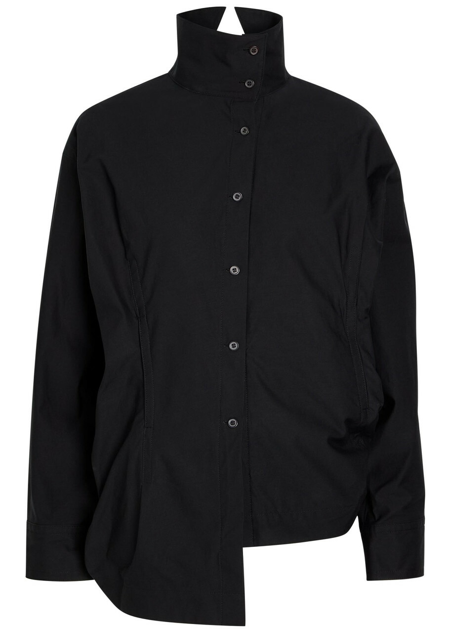 Issey Miyake Twisted Draped Cotton-blend Shirt Black