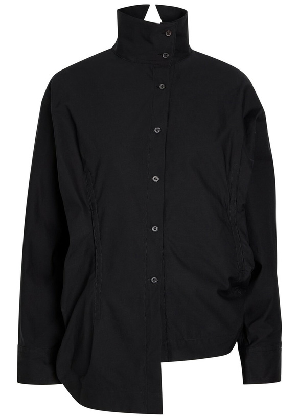 Photo: Issey Miyake Twisted Draped Cotton-blend Shirt Black
