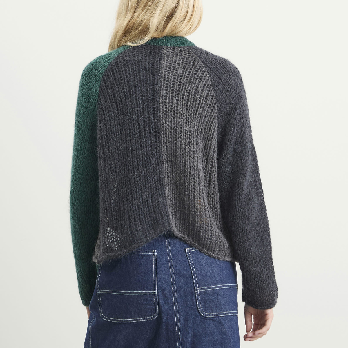 Beams Boy Women's Mohair Crazy Cardigan in Charcoal Grey 