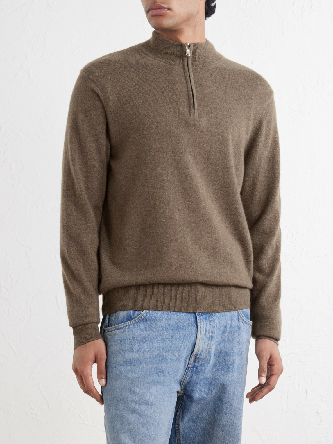 Sunspel - Cashmere Half-Zip Sweater - Brown
