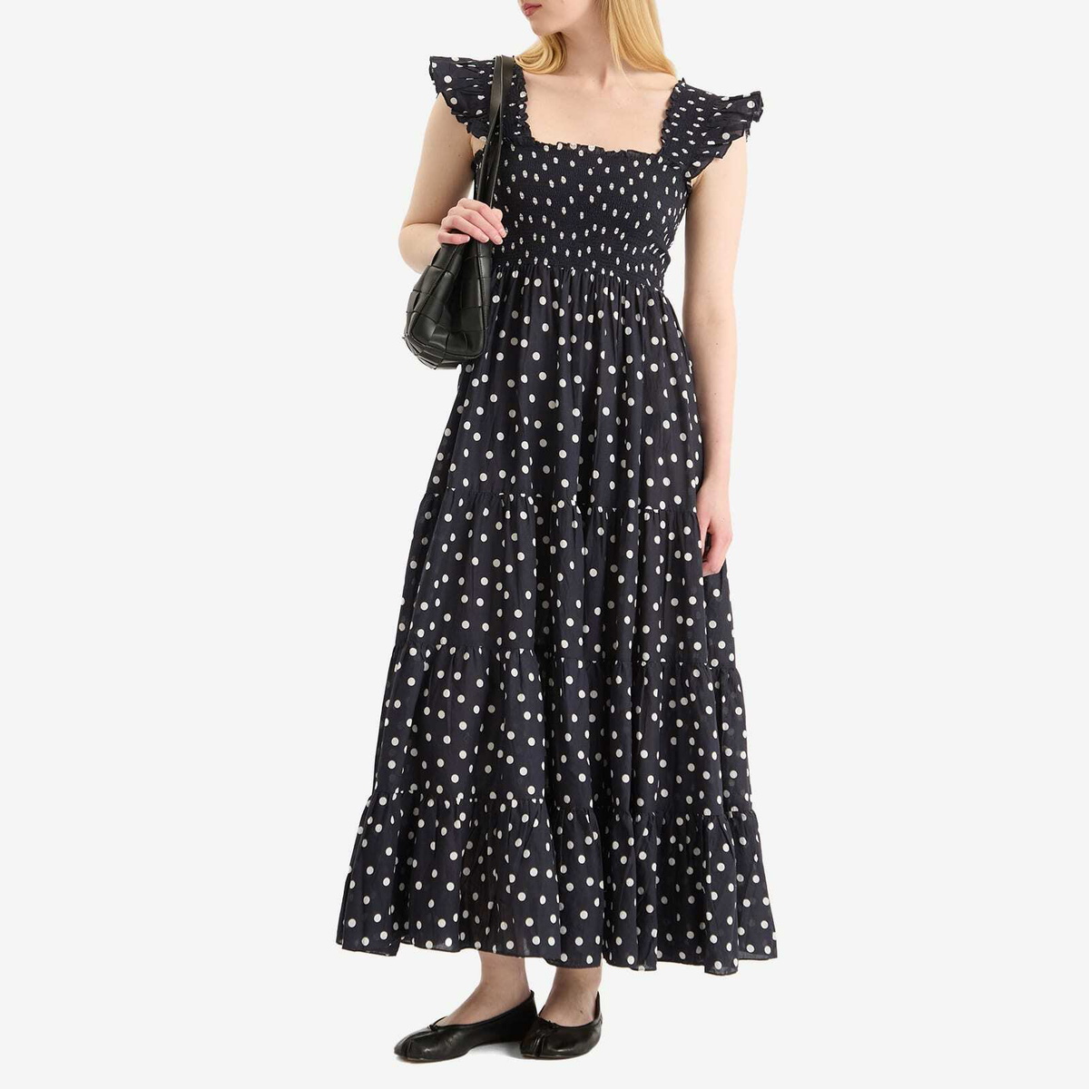 RIXO Women's Kendall Spot Midi Dress in Bohemia Spot Deep Navy