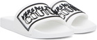 Versace Jeans Couture White Logo Shelly Pool Slides