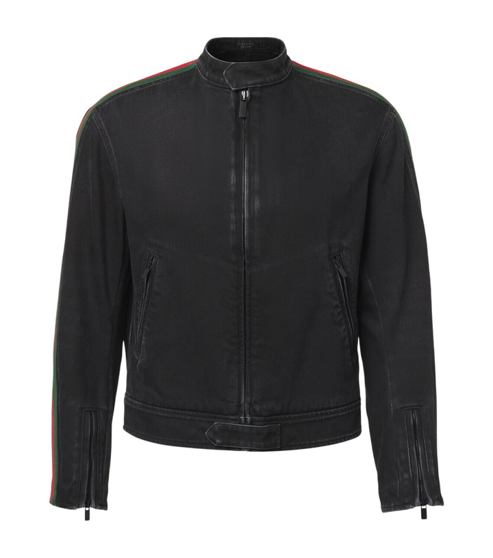 Photo: Gucci Web Stripe denim biker jacket