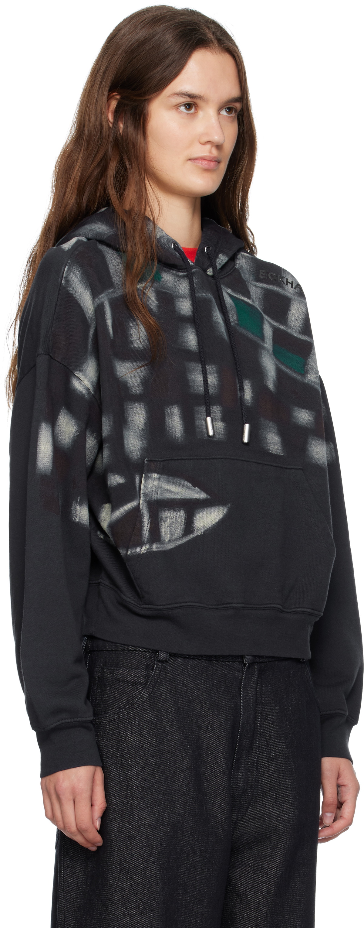 Eckhaus Latta Navy Garment-Dyed Hoodie