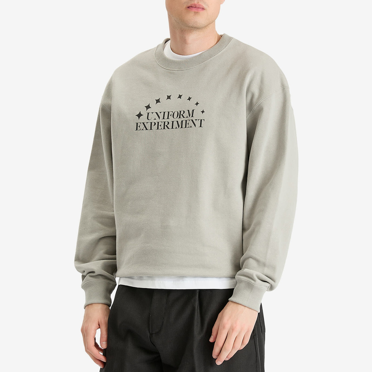 Uniform Experiment Men's Stencil Logo Sweatshirt in Light Gray