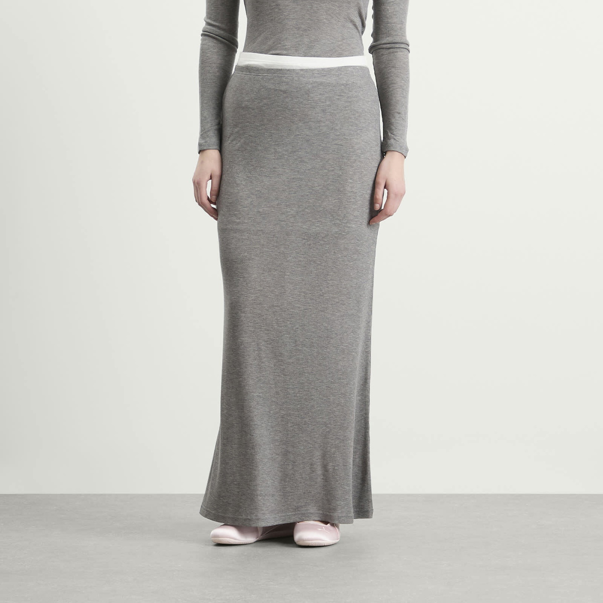 Samsøe Samsøe Women's Sadou Jersey Maxi Skirt in Mid Grey Melange
