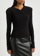 Norma Kamali Padded-shoulders Stretch-jersey top Black