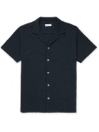 Hamilton And Hare - Slim-Fit Camp-Collar Cotton-Piqué Shirt - Blue