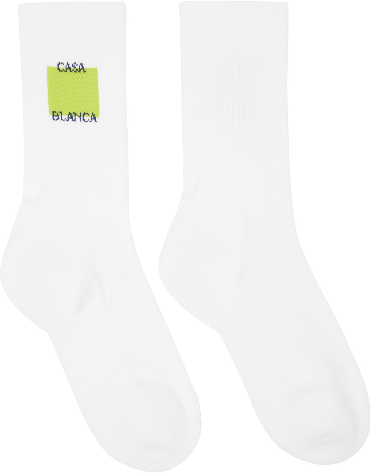 Casablanca White Acid Lime Logo Square Socks