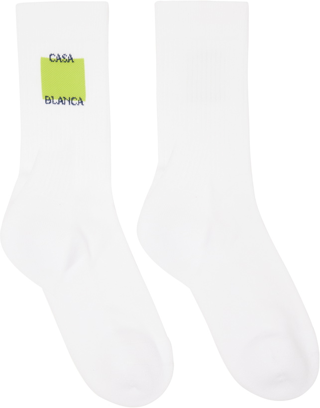 Photo: Casablanca White Acid Lime Logo Square Socks