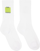 Casablanca White Acid Lime Logo Square Socks