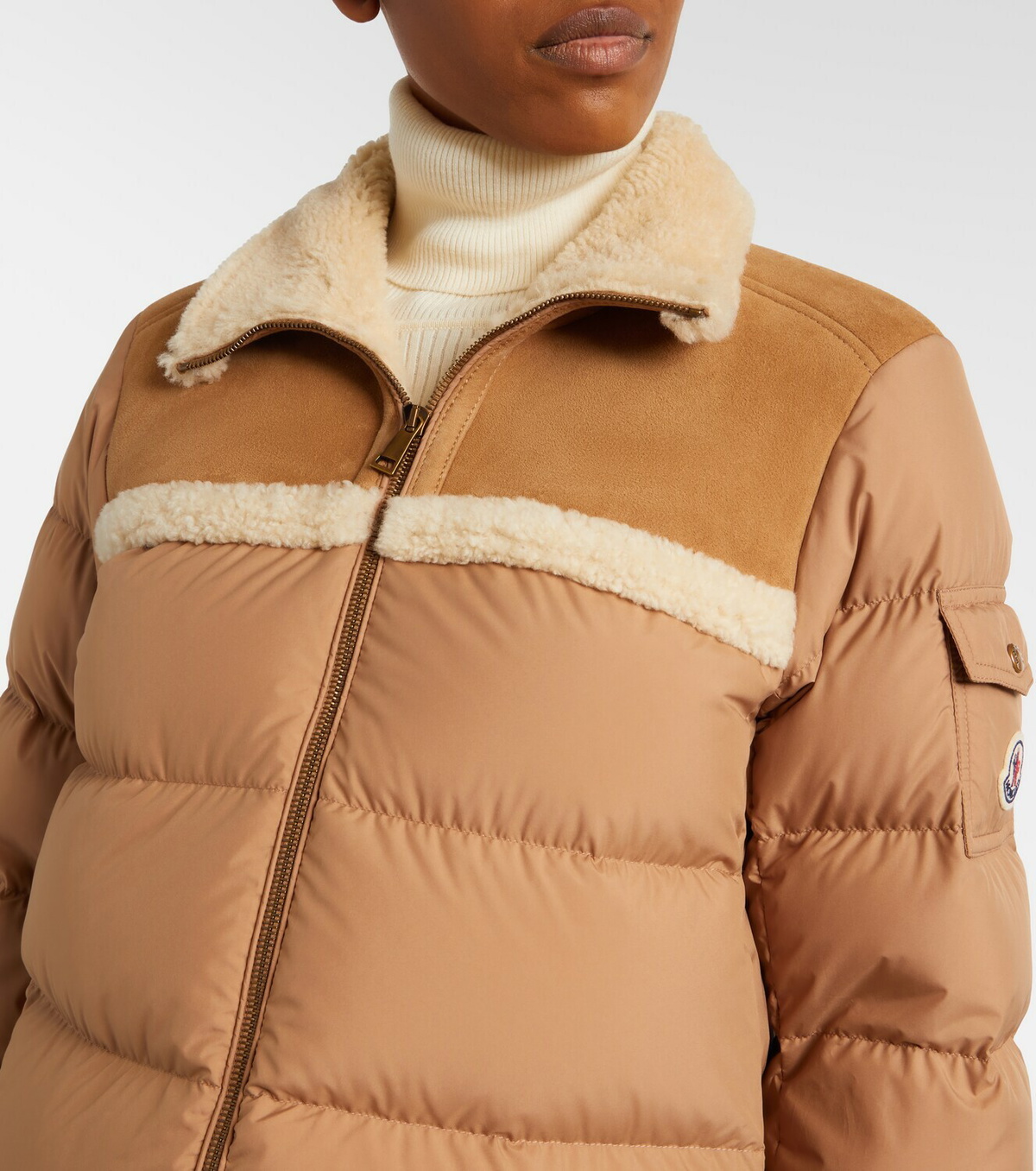 Moncler Aurore shearling-trimmed down jacket