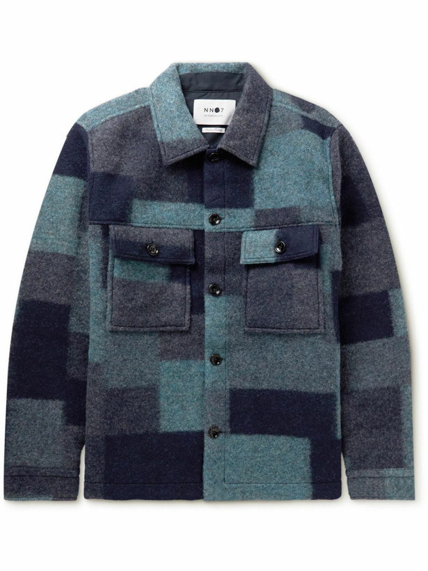 Photo: NN07 - Wilas Checked Brushed Wool-Blend Overshirt - Blue
