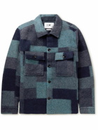 NN07 - Wilas Checked Brushed Wool-Blend Overshirt - Blue