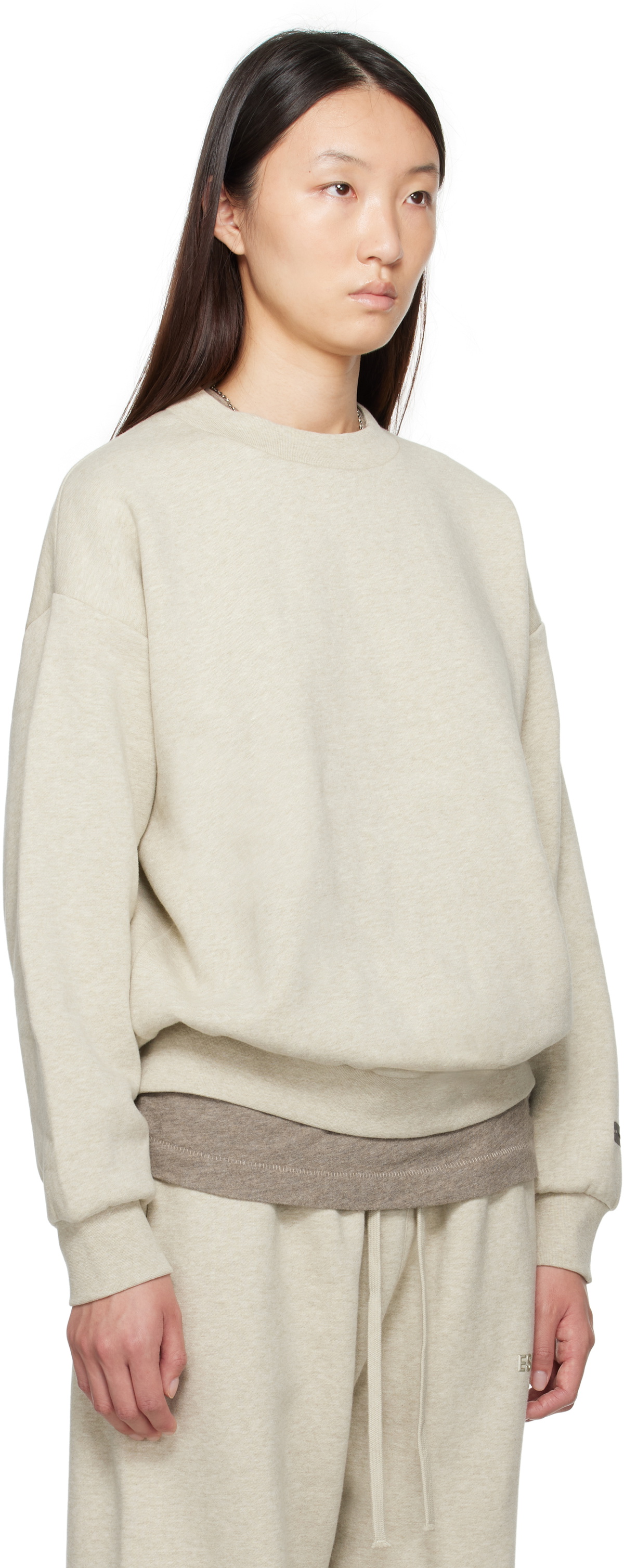 Fear of God ESSENTIALS Beige Classic Fit Crewneck Sweatshirt Fear Of ...