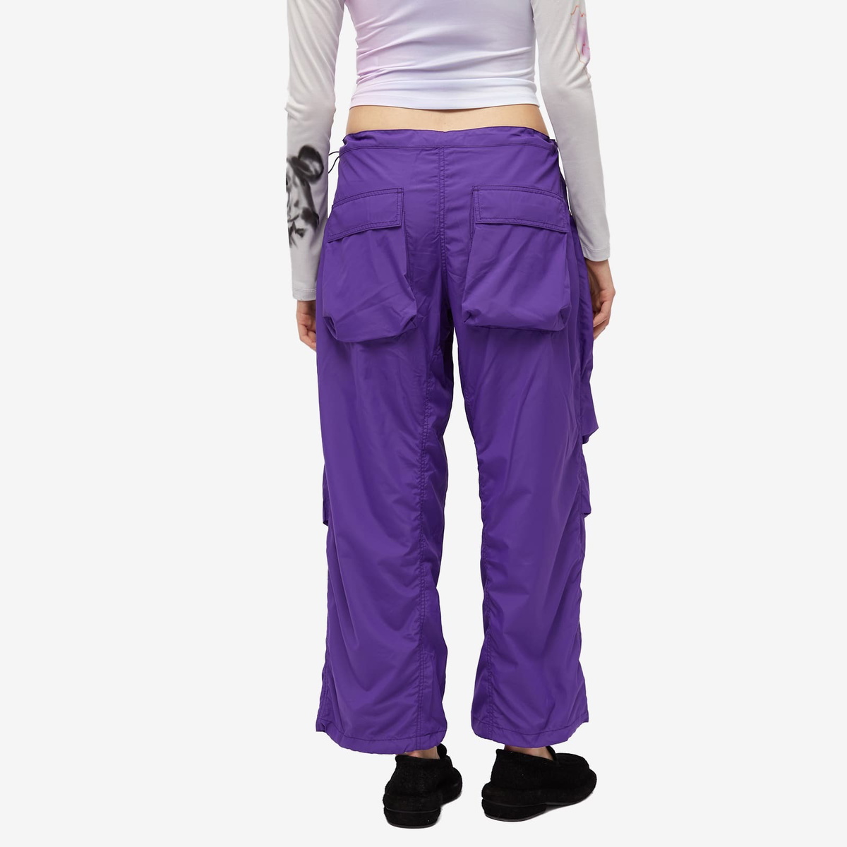 The Open Product Women's Lettering Parachute Pants in Purple