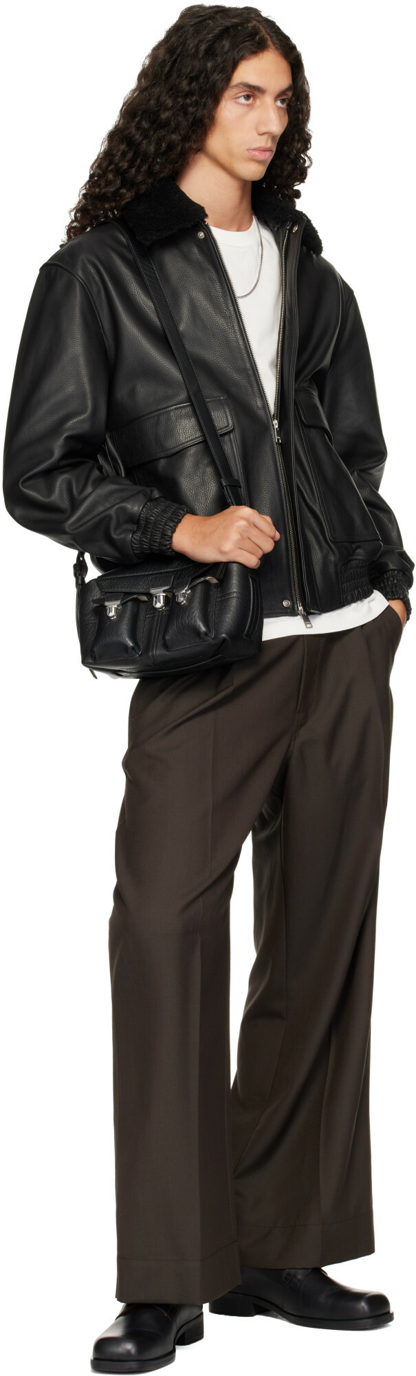 Arma Black Bari Leather Bomber Jacket