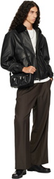 Arma Black Bari Leather Bomber Jacket