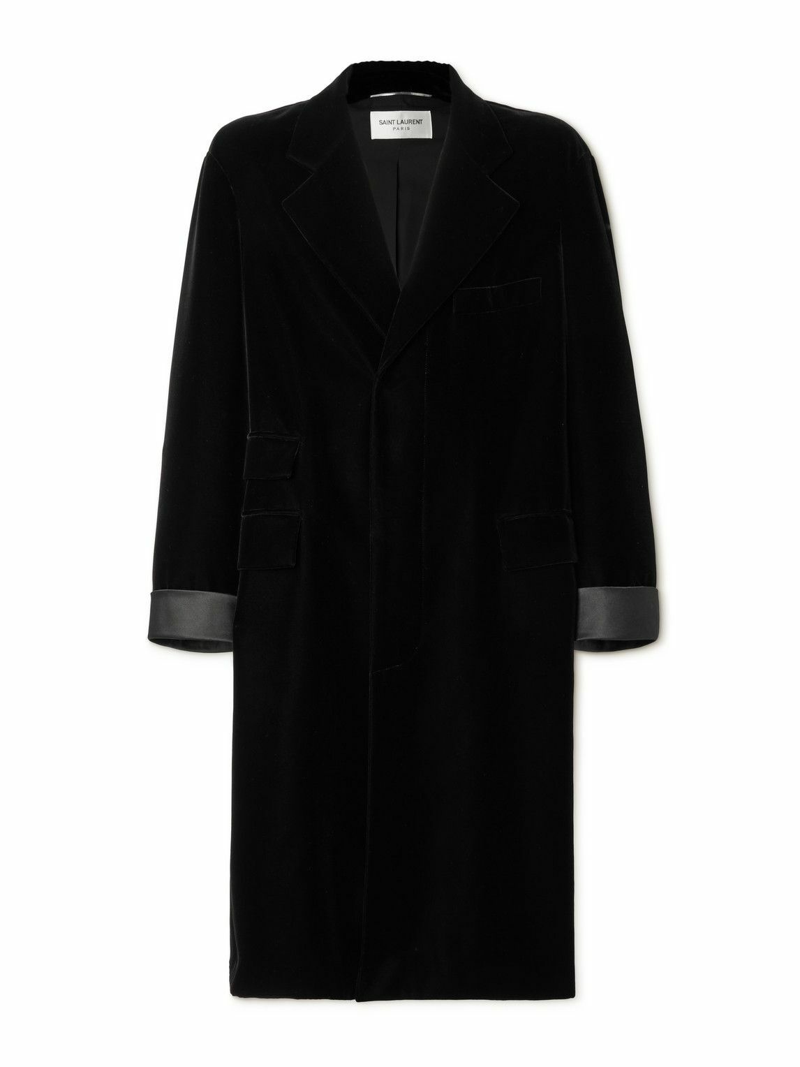 SAINT LAURENT - Manteau Oversized Satin-Trimmed Velvet Coat - Black ...