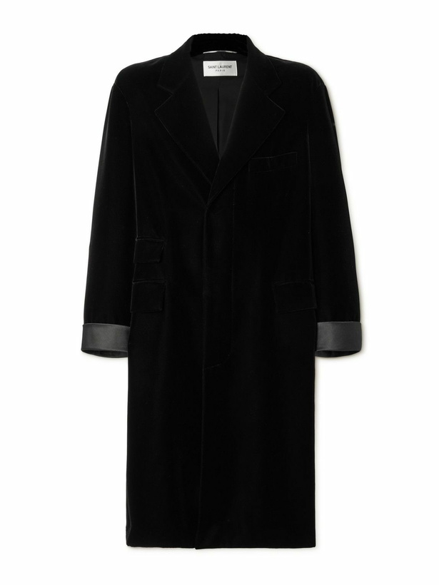 Photo: SAINT LAURENT - Manteau Oversized Satin-Trimmed Velvet Coat - Black