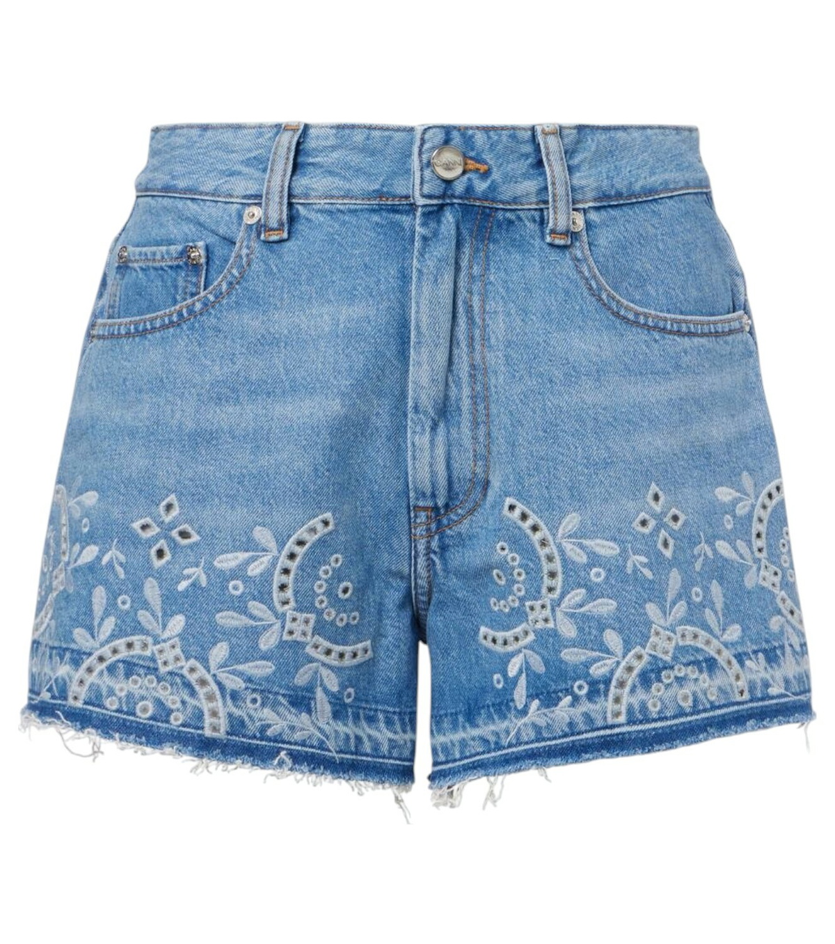 【関税＆送料込み】Ganni Shorts With Sangallo Embroidery Ganni Shorts With Sangallo Embroidery GANNI