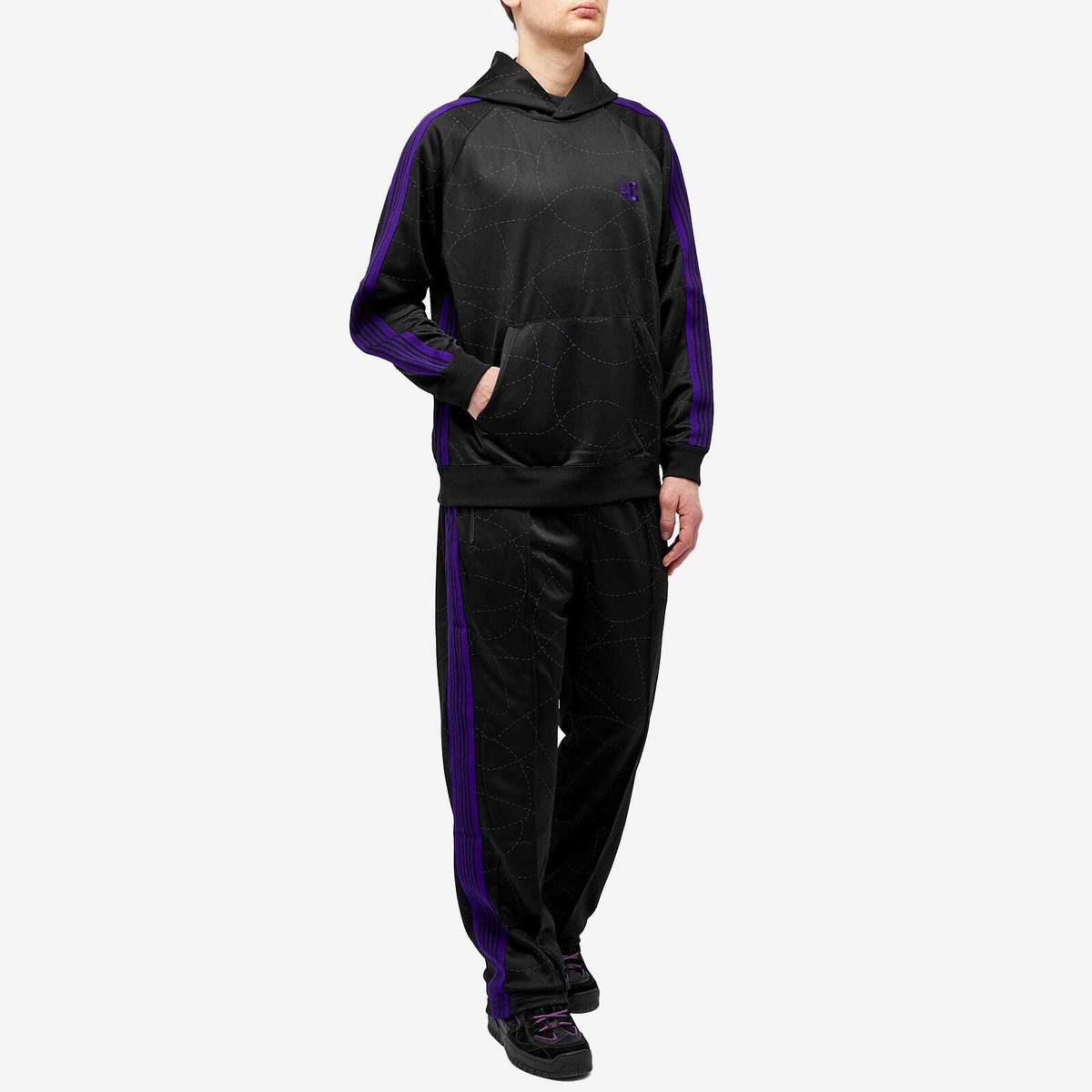 Needles Men's DC Printed Poly Smooth Track Hoodie in Black