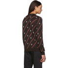 Fendi Brown Wool Stripe Karligraphy Sweater