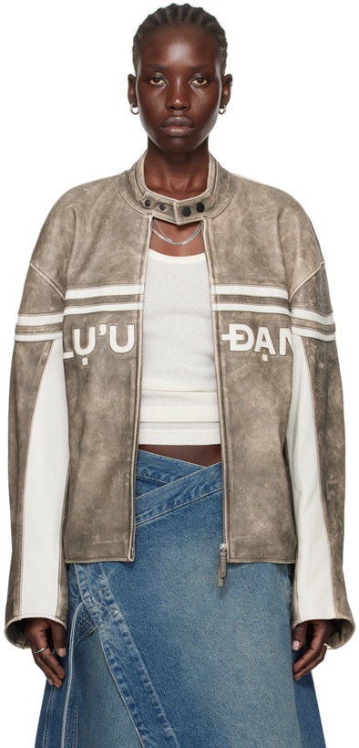 Photo: LU'U DAN Gray Moto L-D Leather Biker Jacket