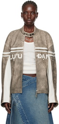 LU'U DAN Gray Moto L-D Leather Biker Jacket