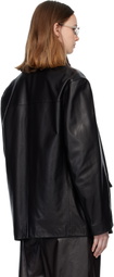 LEMAIRE Black Single Breasted Leather Jacket
