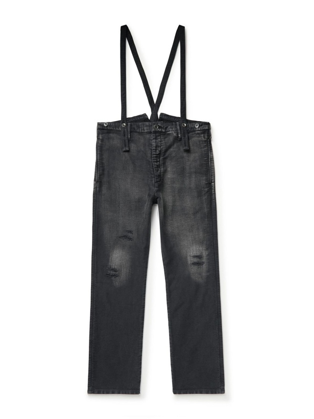 Photo: Visvim - Distressed Garment-Dyed Cotton-Moleskin Trousers - Black