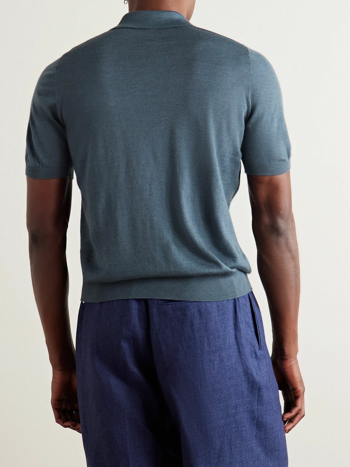 Purdey - Tantallon Slim-Fit Merino Wool Polo Shirt - Blue