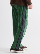 Needles - Logo-Embroidered Webbing-Trimmed Cotton-Blend Velour Sweatpants - Green - L