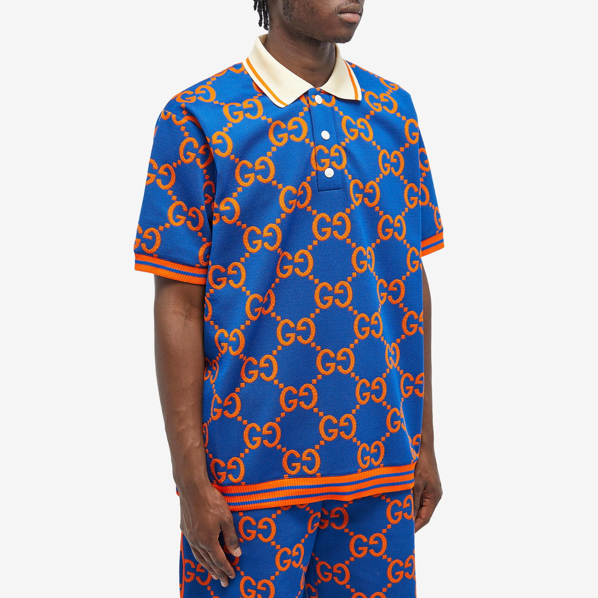 Gucci Men's Jumbo GG Polo Shirt in Blue Gucci