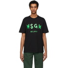 MSGM Black Paint Brushed Logo T-Shirt