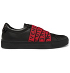 Givenchy - Urban Street Logo Webbing-Trimmed Leather Slip-On Sneakers - Black