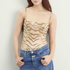 Good American Women's Mesh Bustier Bodysuit in Brown Tiger