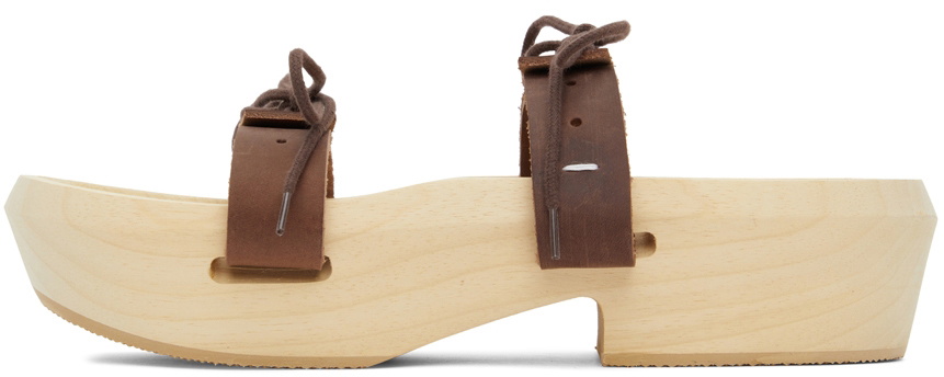Maison Margiela Wooden Sandals 木製 サンダル Maison Margiela Brown Leather Clog Sandals Maison Margiela