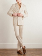 Caruso - Figaro Slim-Fit Double-Breasted Cotton-Blend Suit Jacket - Neutrals