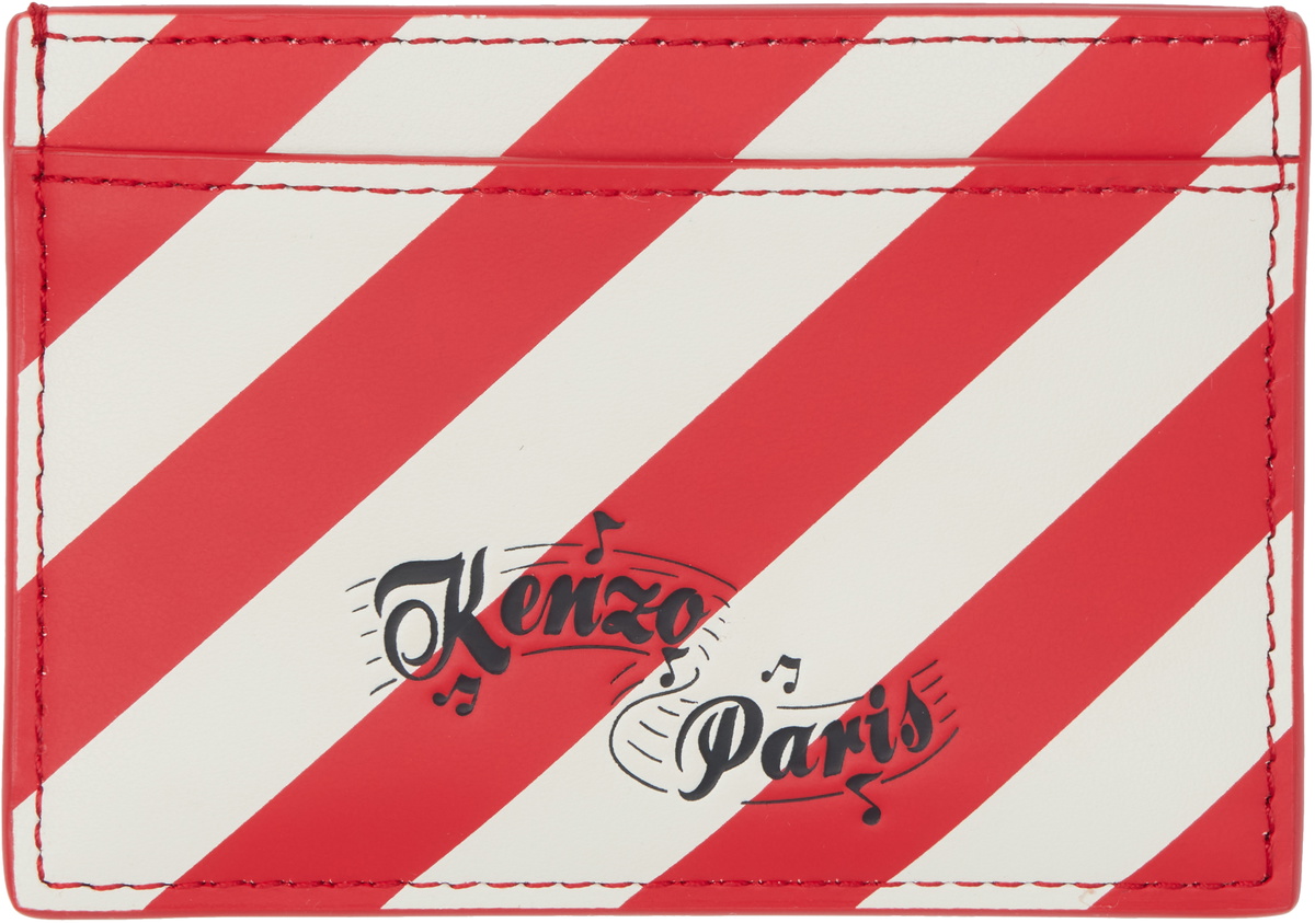 Kenzo Red & Off-White Kenzo Paris Striped Card Holder