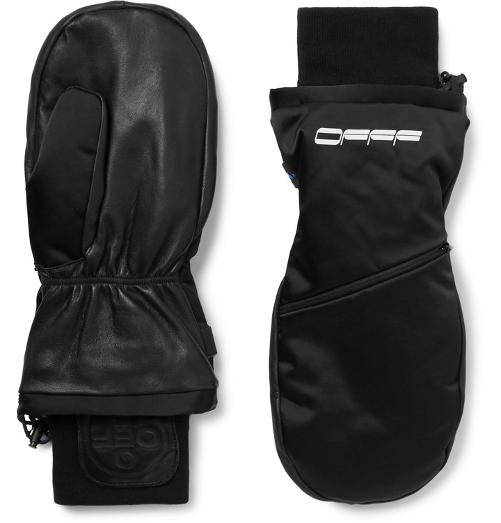 Photo: Off-White - Printed Shell and Leather Mittens - Black