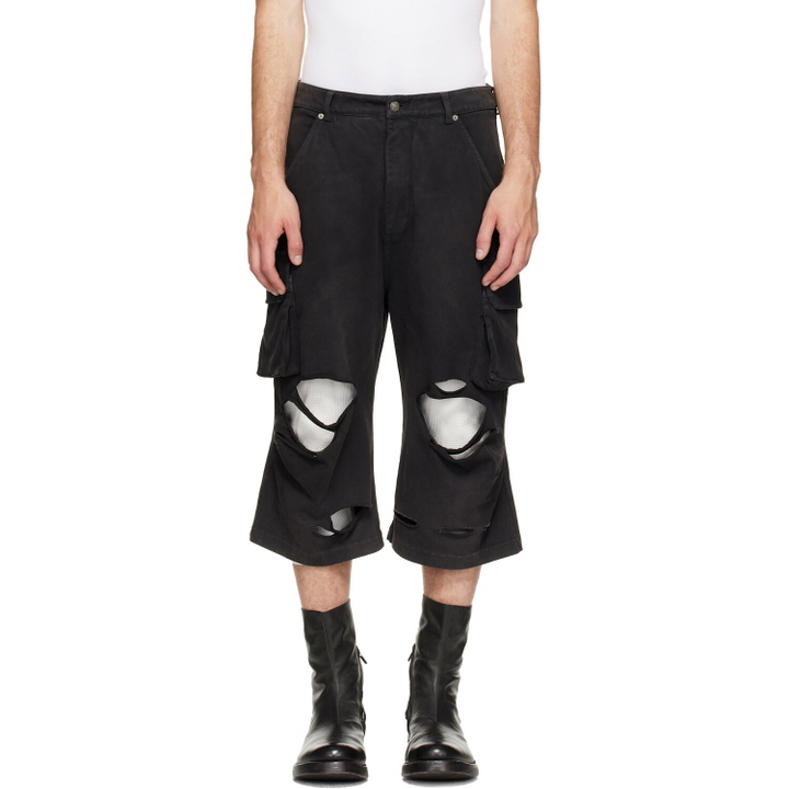 Photo: 424 Black Ripped Bermuda Shorts