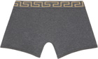 Versace Underwear Grey Greca Border Long Boxers