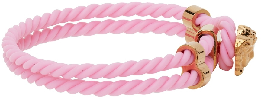 Versace Pink & Gold Rubber Medusa Bracelet