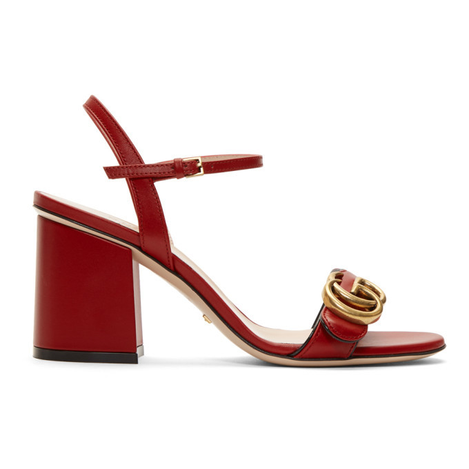 Gucci Red Marmont Heeled Sandals Gucci