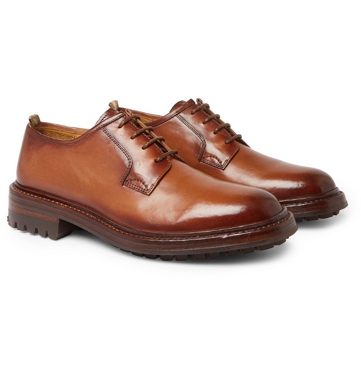 Photo: Officine Creative - Sheffield Polished-Leather Derby Shoes - Brown