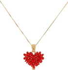 Bottega Veneta Red & Gold Bead Pendant Necklace