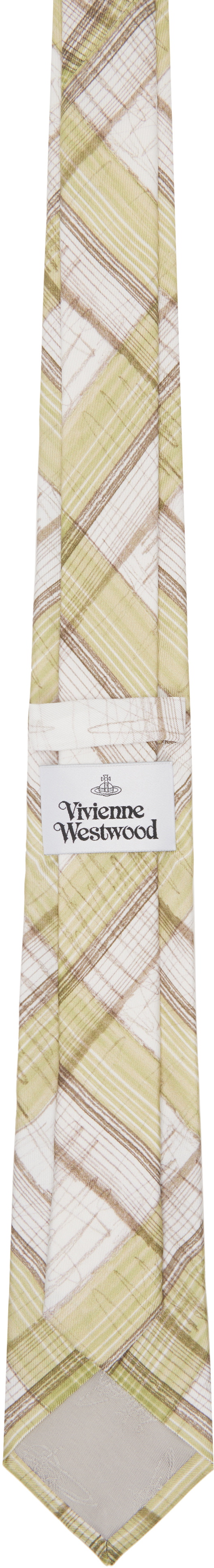 Vivienne Westwood Green & White 7cm 'Lies' Tie